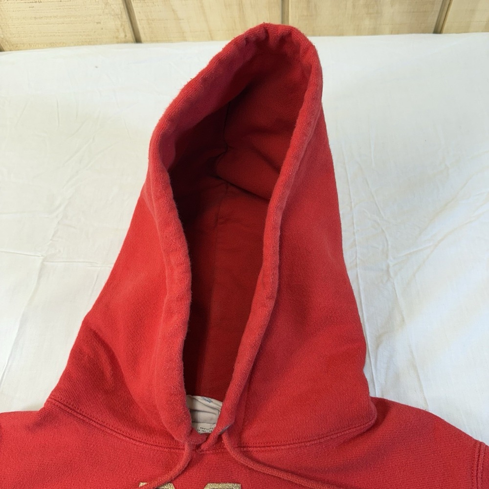 Vintage 90S Champion Cotton Weave Hoodie Men's Or women's Embroidered Y2K Red - Picture 5 of 16